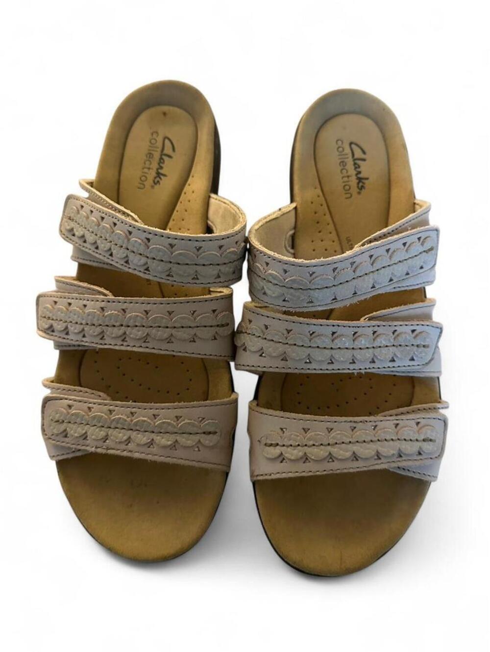 Clarks Laurieann Cove Women’s 9.5 Leather Slide Sandals Comfort Adjustable